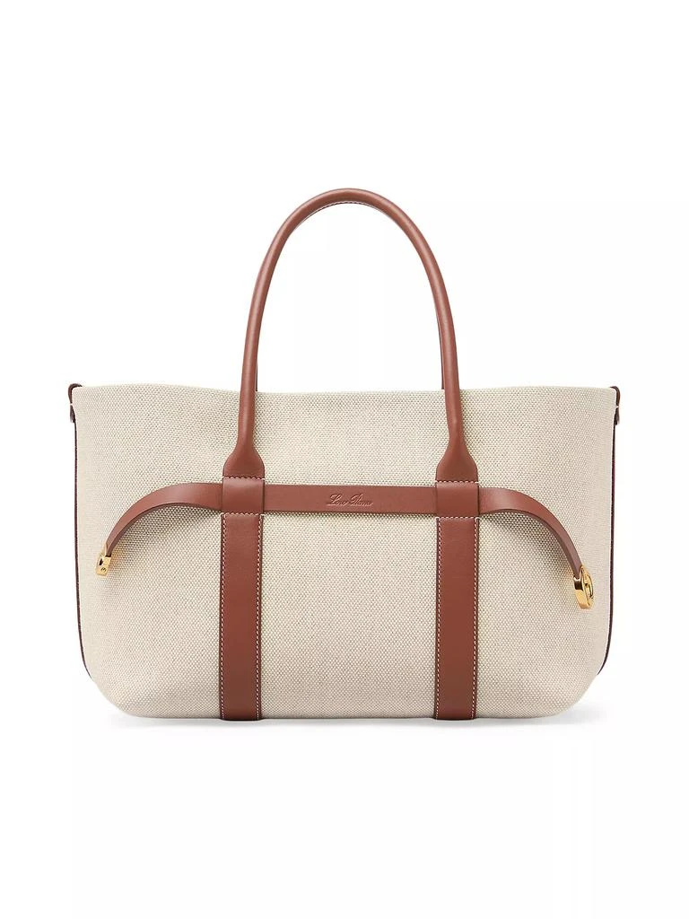 Loro Piana Small Ghiera Canvas &amp; Leather Shopper Tote Bag 1