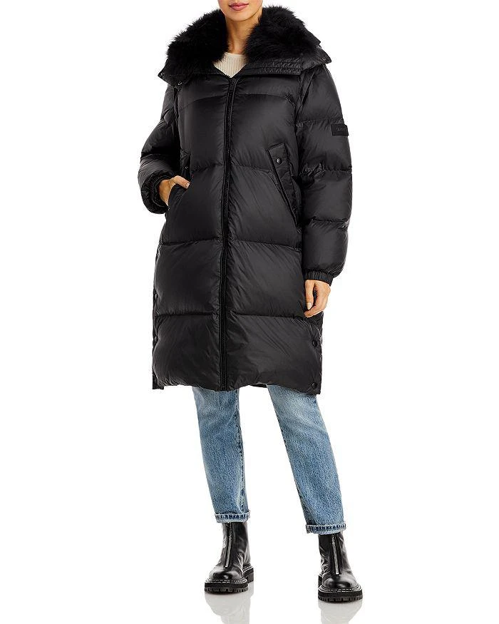 Yves Salomon Shearling Collar Technical Down Puffer Coat 3