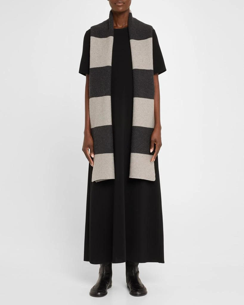 Eileen Fisher Striped Cotton and Recycled Cashmere Scarf 2