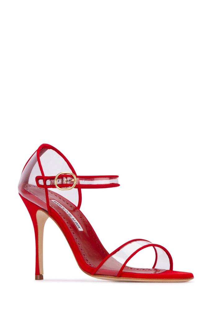 Manolo Blahnik Two-tone leather and mesh Avespamu mules