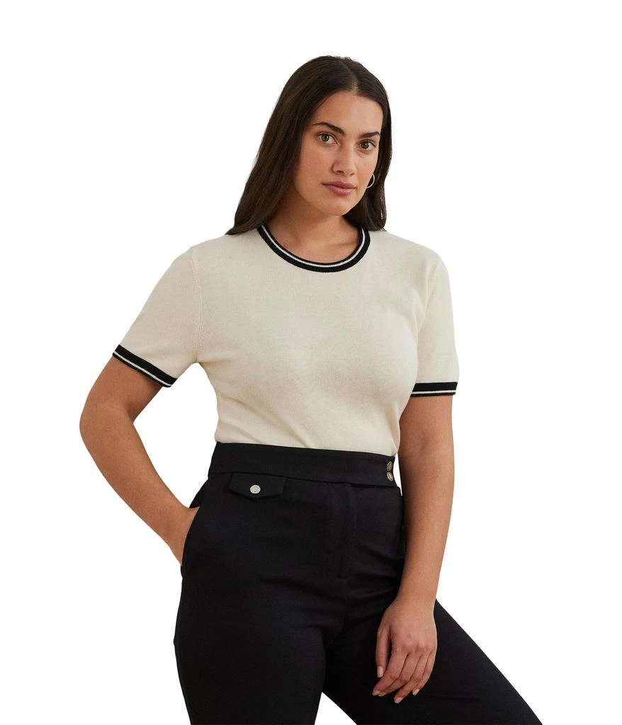 Ralph Lauren Plus Size Two-tone Short-sleeve Sweater 1