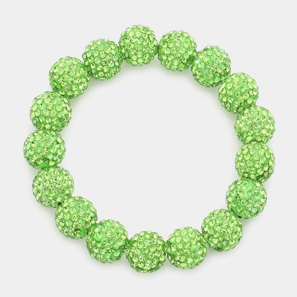 FASHNZFAB Rhinestone Pave Ball Stretch Bracelet