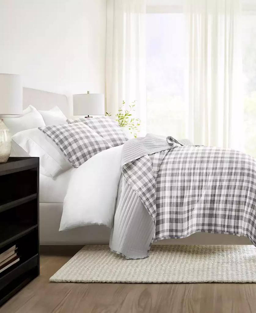 IENJOY HOME Watercolor Plaid Reversible 3-Pc. Quilt Set