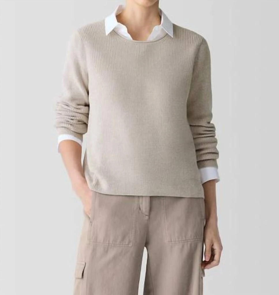 Eileen Fisher Crew Neck Sweater In Dove 1