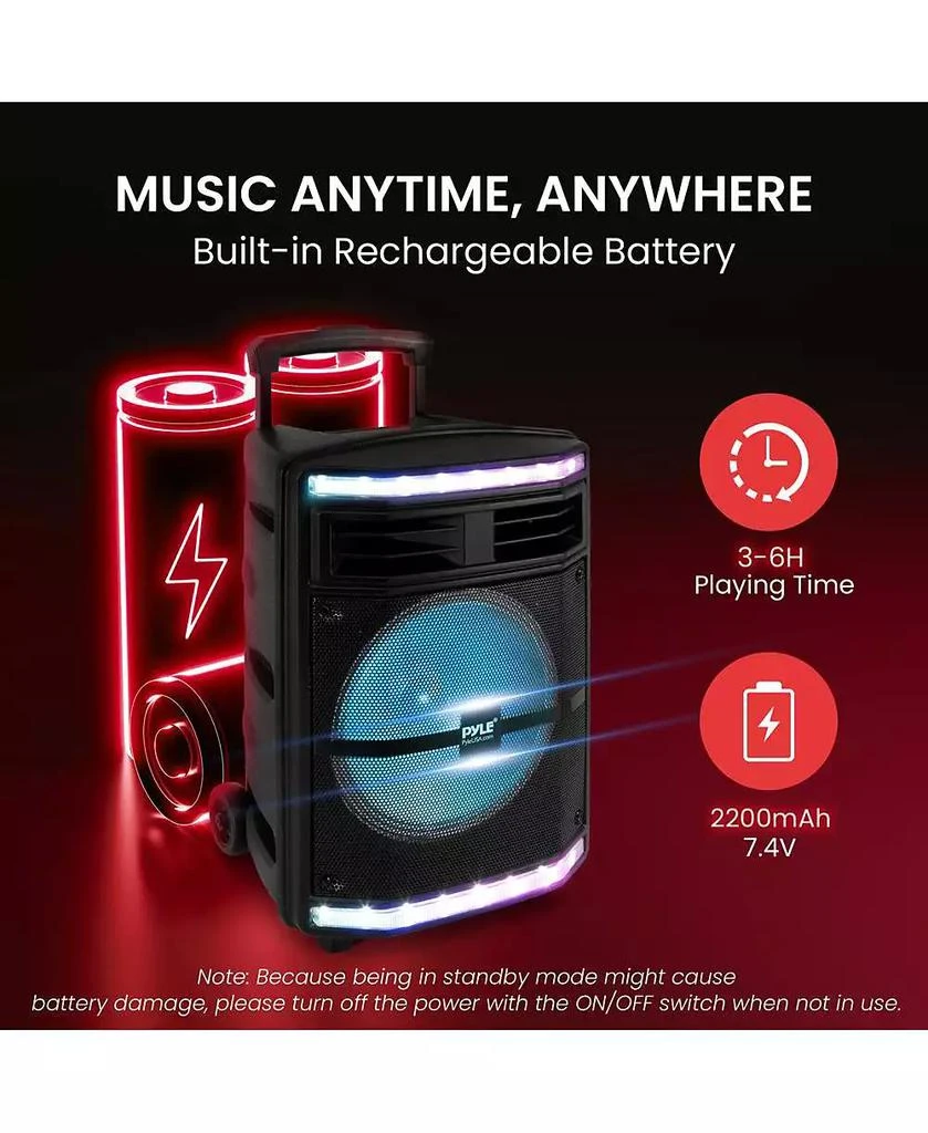 Pyle 10” Bluetooth PA Speaker System With Rechargeable Battery, Party Lights 
FM Radio, 600 Watt 5