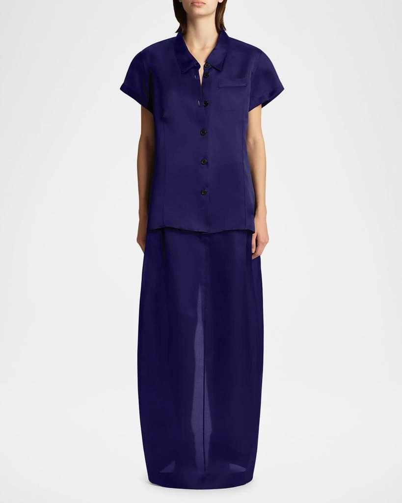 Khaite Lucian Long Pleated Silk Skirt 2