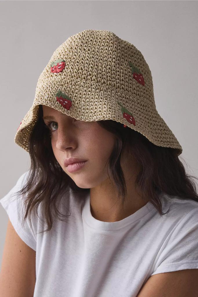 Urban Outfitters Fruit Woven Straw Bucket Hat