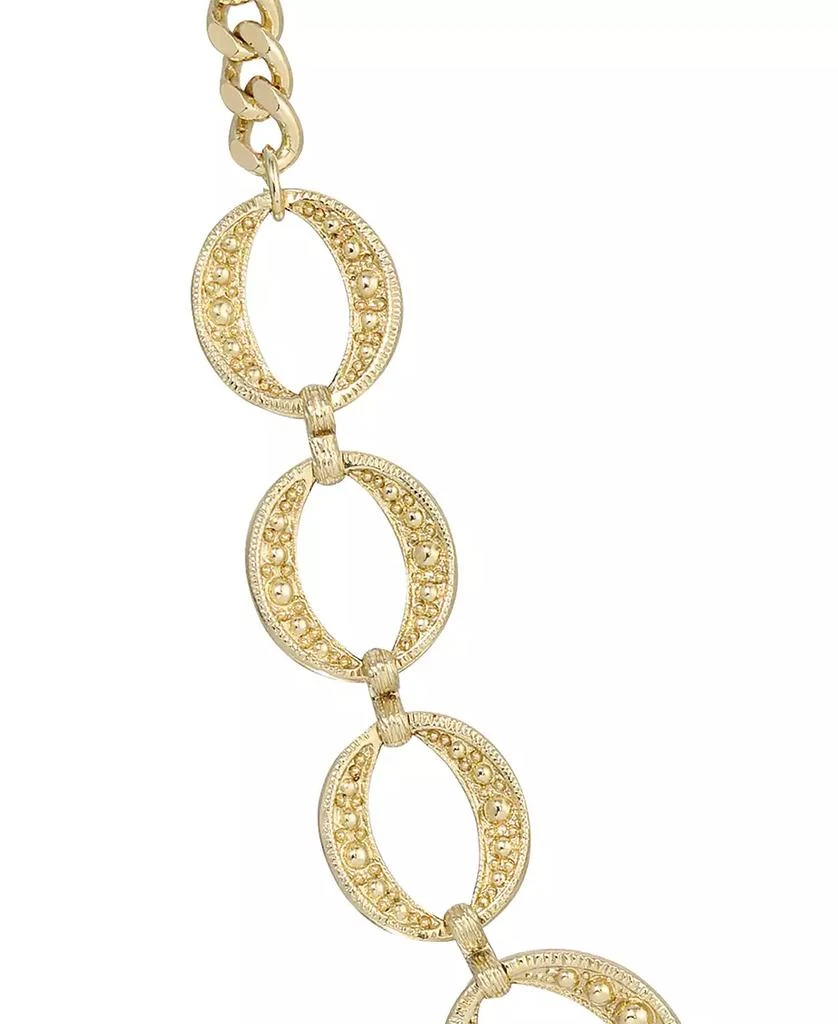 2028 Gold-Tone Circle Marcasite Texture Link Necklace 2