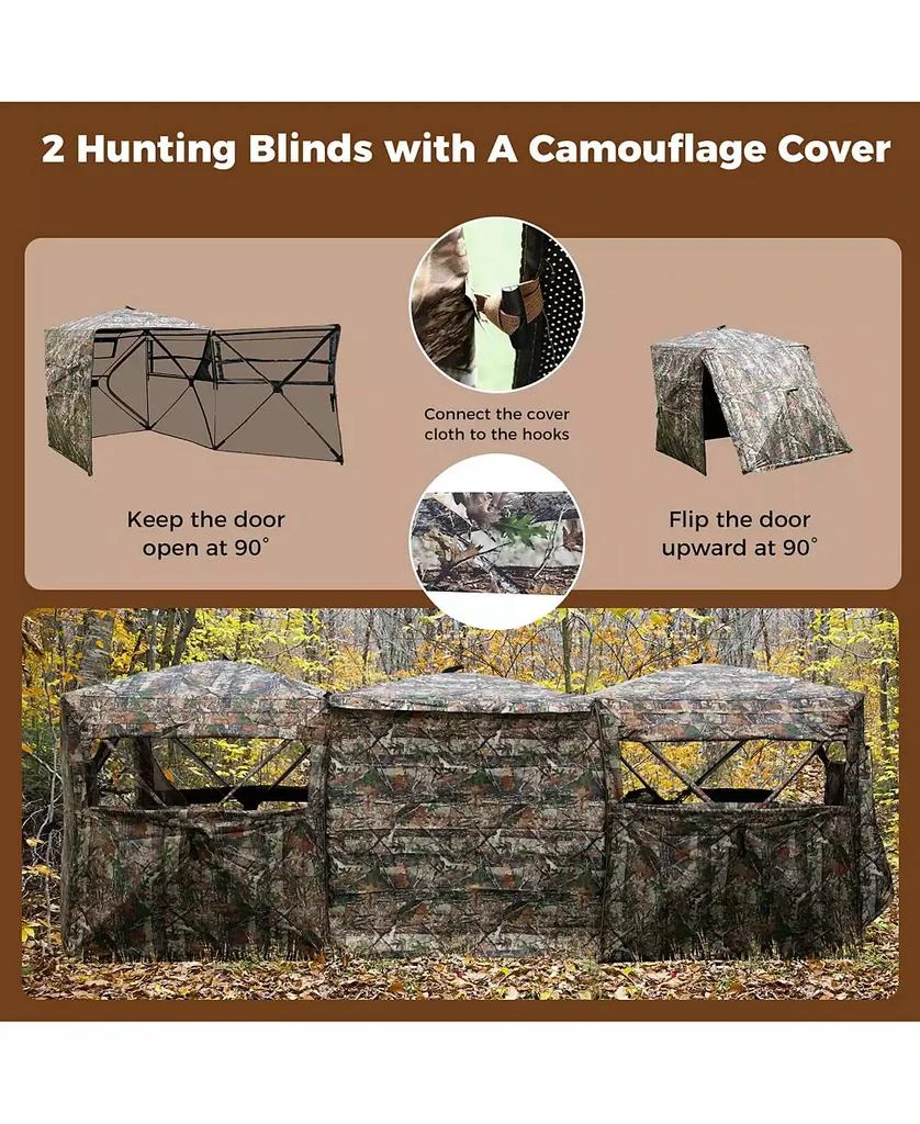 Mecale Double One-Way See-Through Ground Hunting Blinds for 2-6 People, Side-by-Side Shelter 8