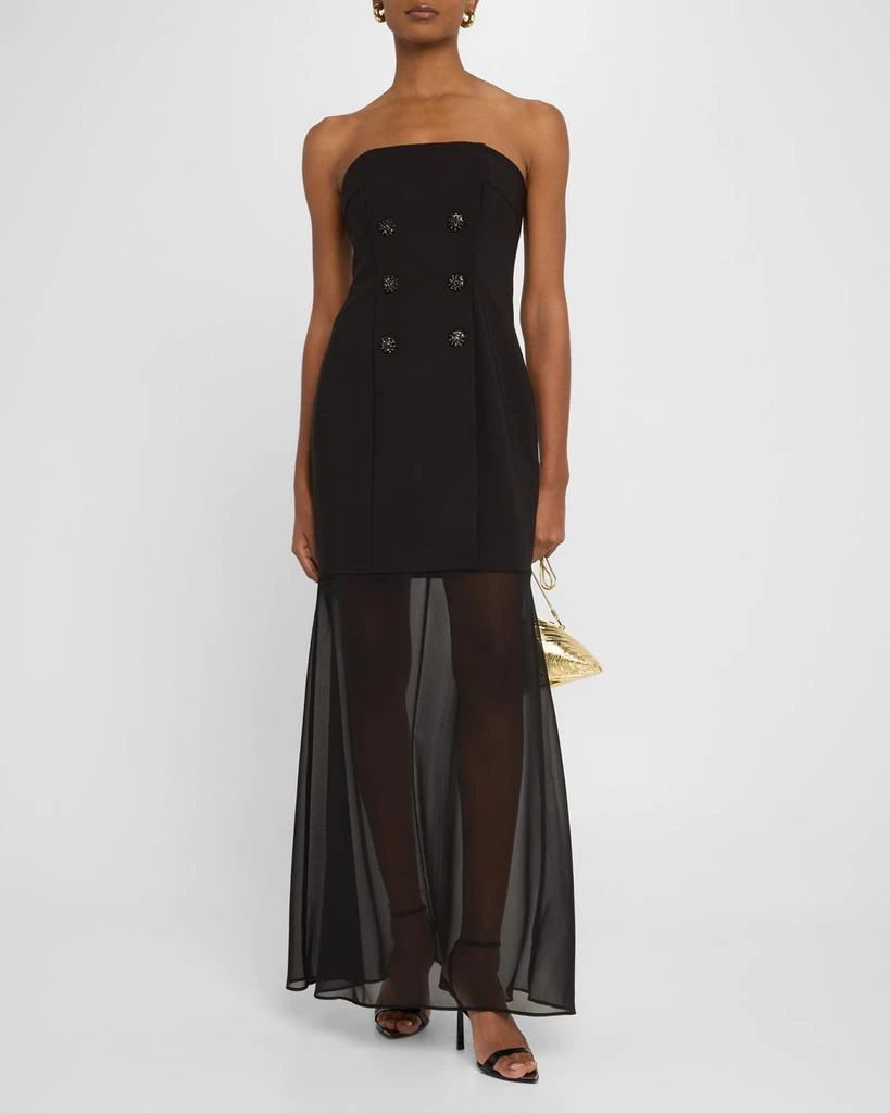 Liv Foster Ally Strapless Sheer-Skirt Crepe Gown 2