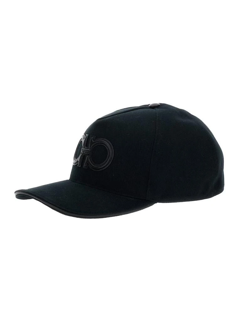 Salvatore Ferragamo Black Baseball Cap With Leather Gancini Detail On The Front In Cotton Man 1