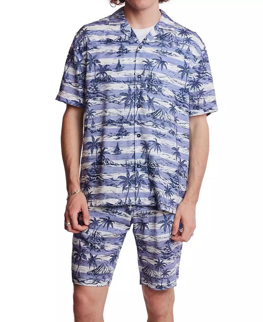 Paisley & Gray Men's Slim Fit Short Sleeve Printed Button Front Camp Shirt