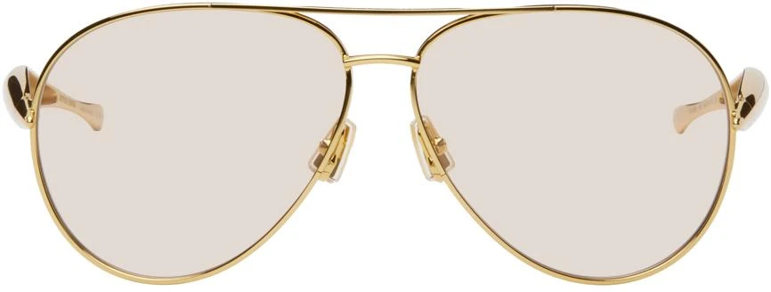 Bottega Veneta Gold Sardine Aviator Sunglasses 1