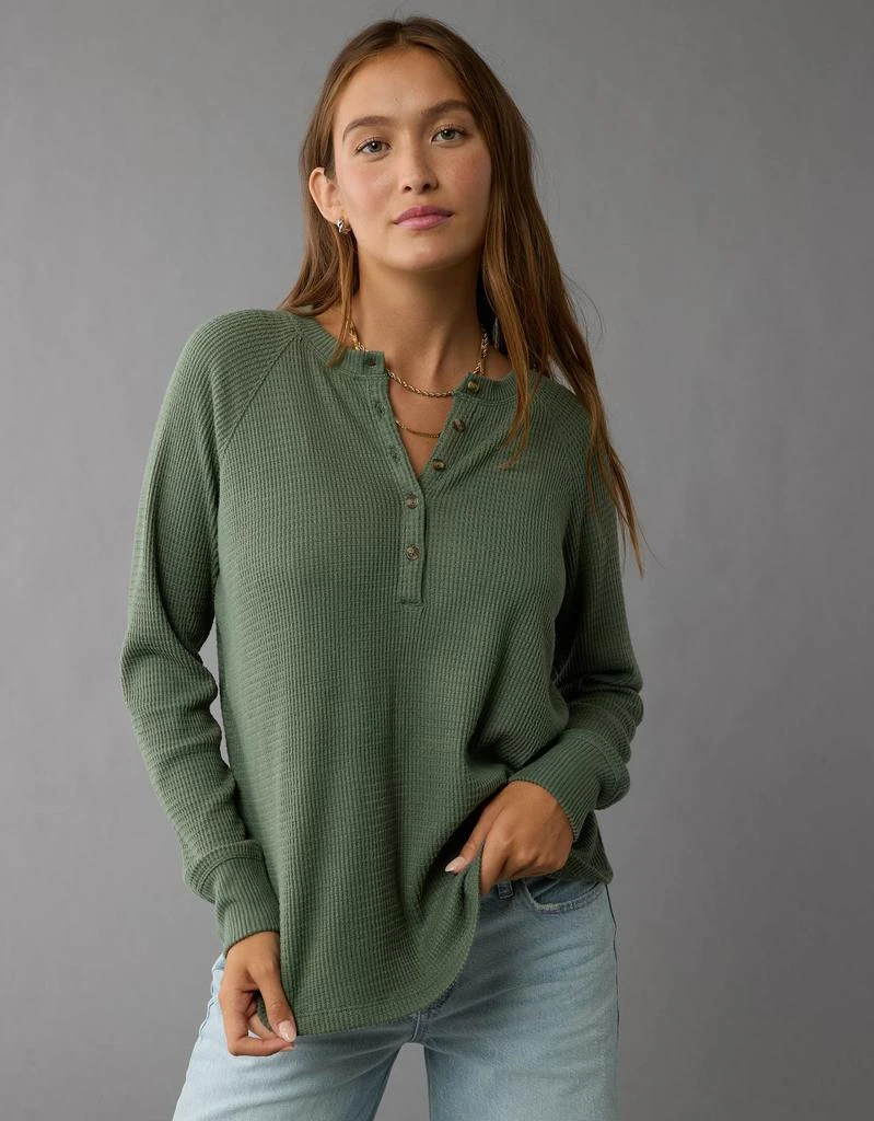AE AE Plush Long-Sleeve Henley T-Shirt 5