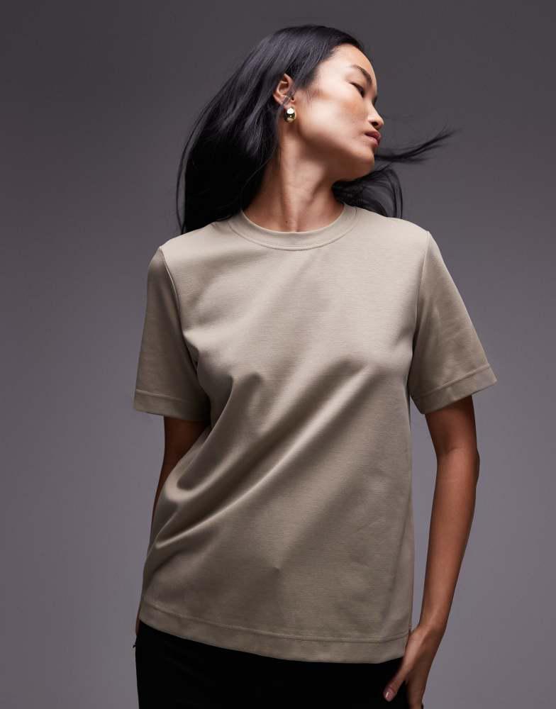 ARKET ARKET heavyweight jersey boxy t-shirt in beige khaki