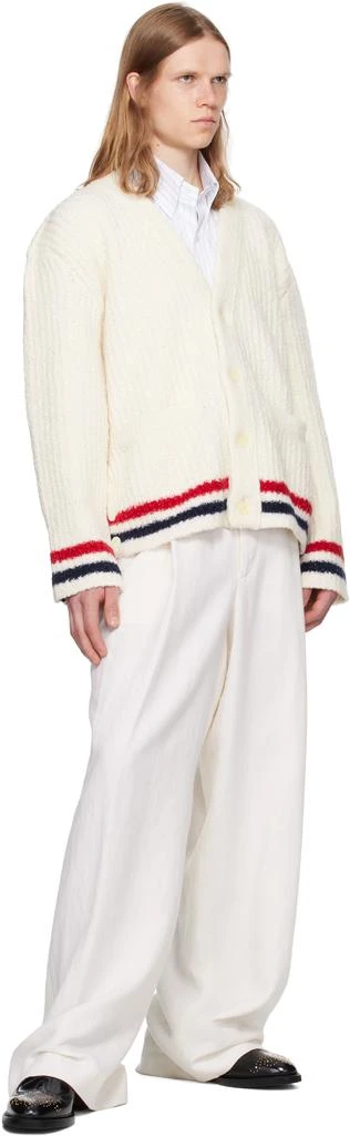 Thom Browne White Chunky Rib Stitch V Neck Cardigan 4
