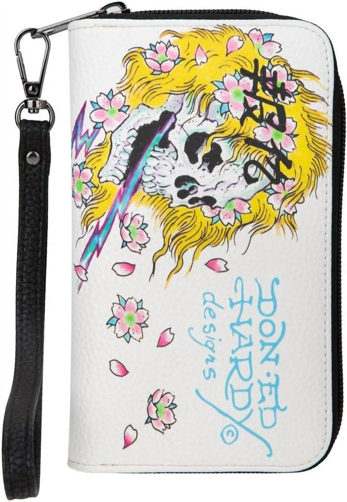 Ed Hardy Ed Hardy - Women's Skull Flower Zip Around Wallet 3