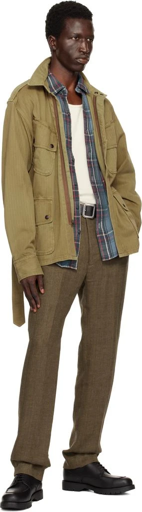 RRL Brown Linen Herringbone Officer's Trousers 5