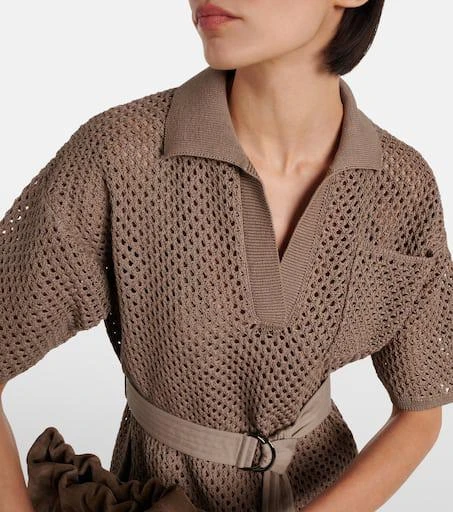 Brunello Cucinelli Cotton mesh polo dress 4