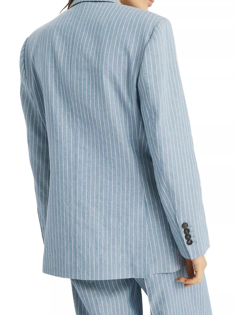 Brunello Cucinelli Linen and Hemp Chalk Stripe Twill Blazer 3