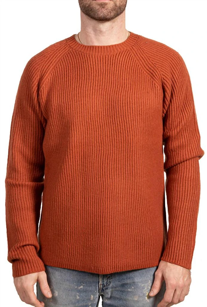 Schott Men's Merino Wool Crewneck Sweater In Rust 1