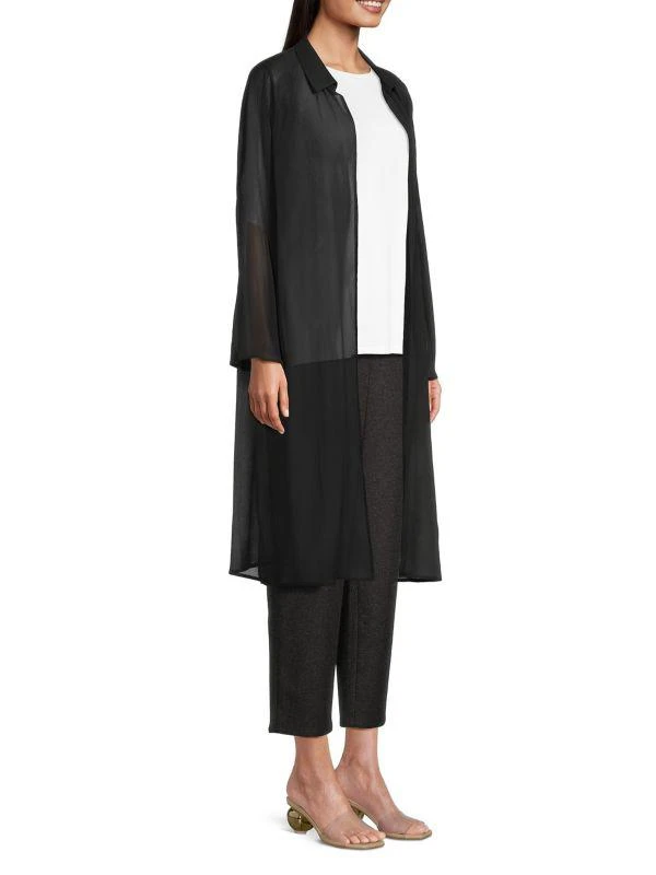 Eileen Fisher Classic Collar Silk Open-Front Jacket 3