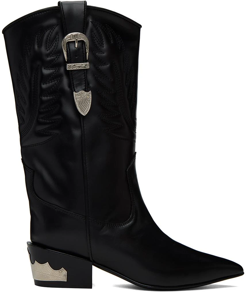 Toga Pulla Black Topstitch Cowboy Boots 1