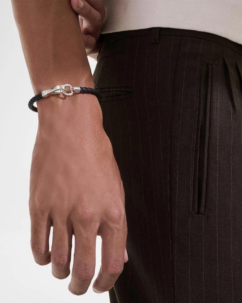 John Hardy Men
s Briaded Leather Hook Clasp Bracelet, 5mm 5