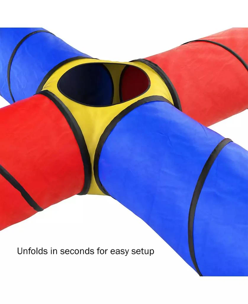 Trademark Global Hey Play Kids Play Tunnel - 4-Way Pop Up Crawl Through Tent, Indoor-Outdoor Fun For Kids And Toddlers, Foldable Portable Playhouse 3