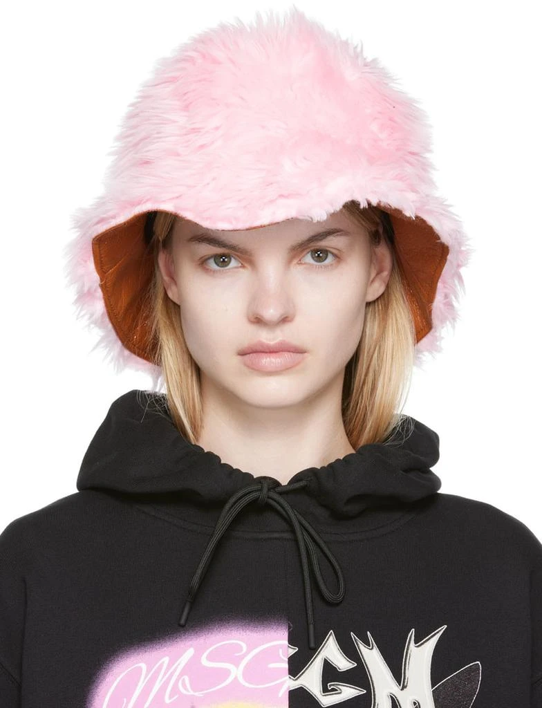 MSGM Pink Faux-Fur Bucket Hat 1