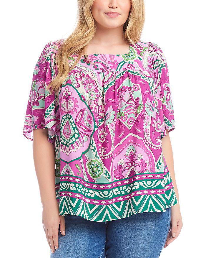 Karen Kane Plus Size Flare Sleeve Square Neck Top