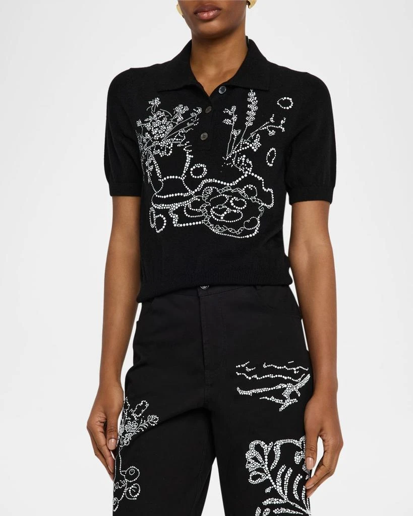 Libertine Still Life Embellished Cashmere Polo Sweater 4