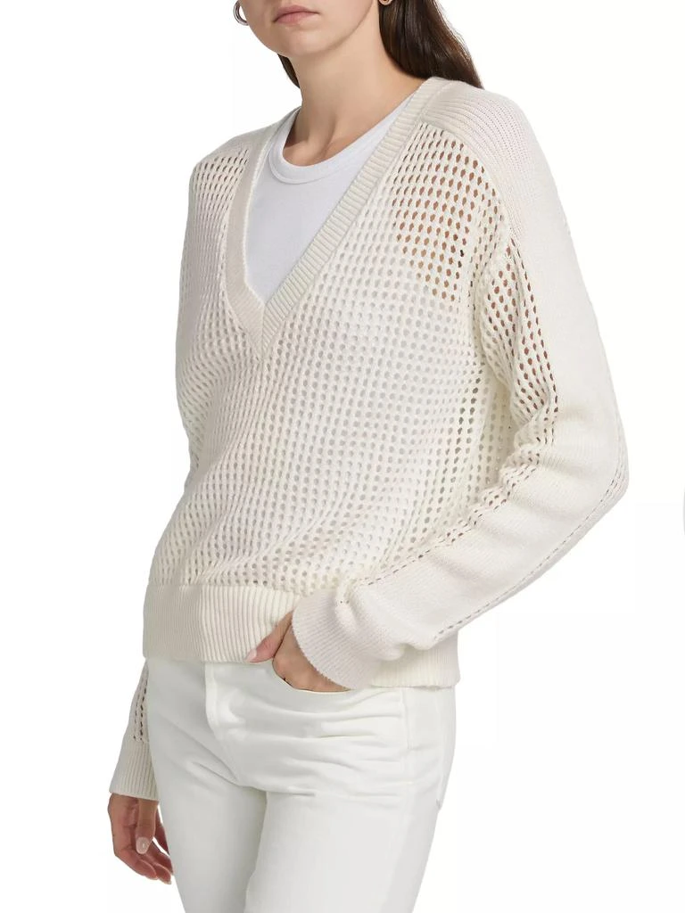 ATM Anthony Thomas Melillo Cotton-Cashmere Open-Knit V-Neck Sweater 4