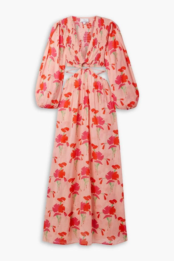 MIGUELINA Leonie cutout printed cotton-voile maxi dress 1