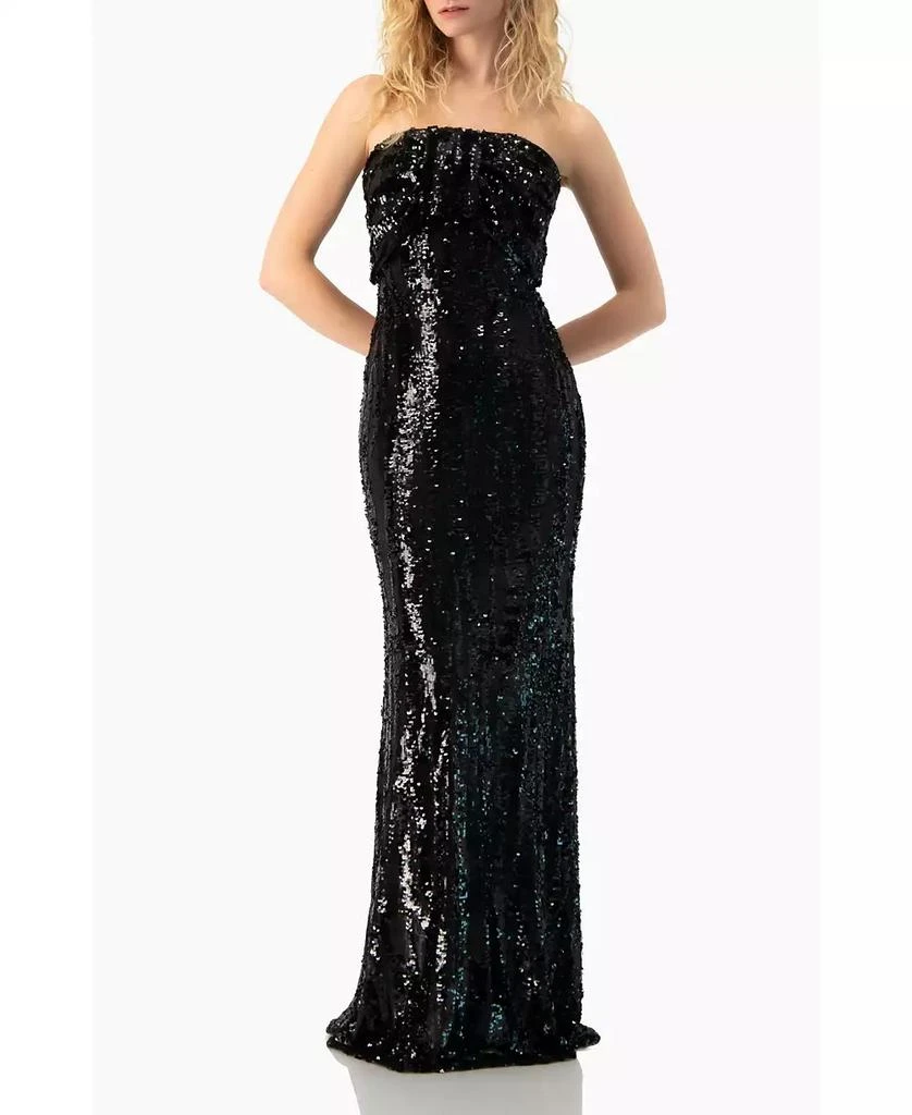 Ivonne Women's Strapless Sequin Column Gown