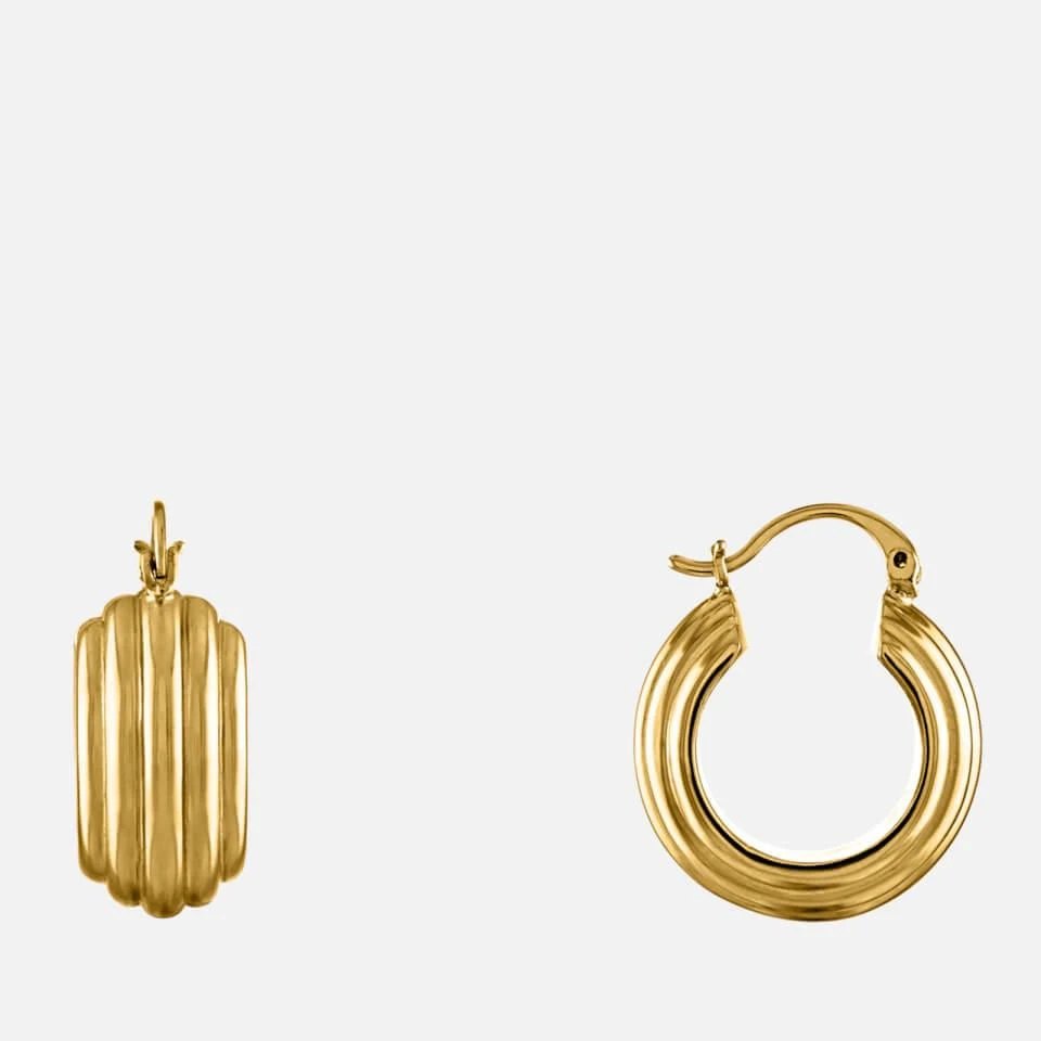 Oma The Label Oma The Label The Mini Adler 18 Karat Gold-Plated Striped Hoop Earrings 4