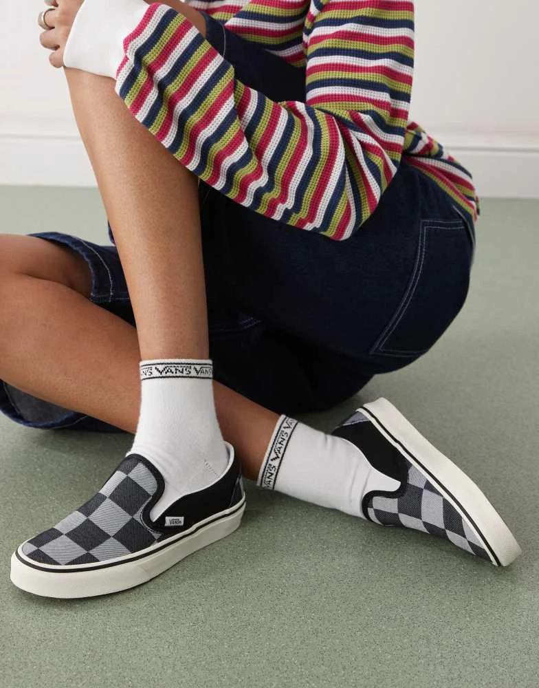 Vans Vans Classic Slip-ON monochrome checkerboard trainers in black