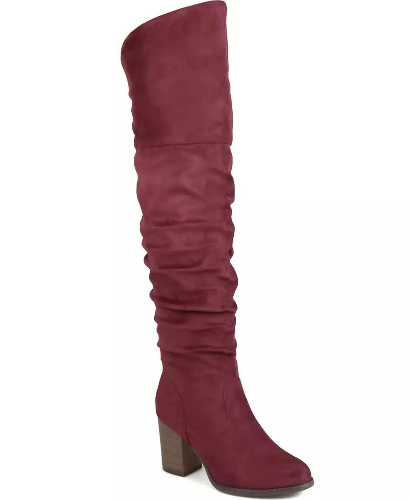 Journee Collection Women's Kaison Extra Wide Calf Stacked Heel Over The Knee Boots 1