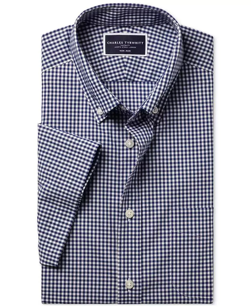 Charles Tyrwhitt Men's Slim Fit Short Sleeve Wrinkle-Resistant Button-Down Shirt 5