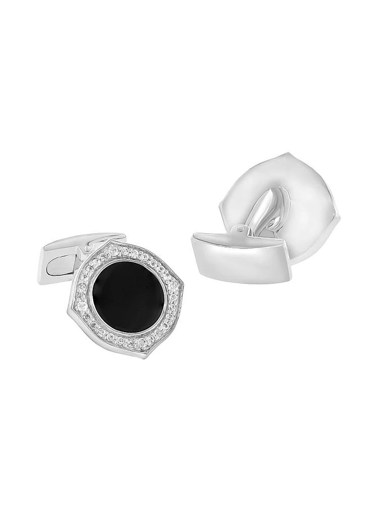 Saks Fifth Avenue Collection 925 Sterling Silver, Onyx & Zircon Cufflinks 3