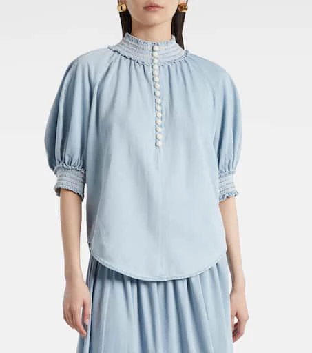 Zimmermann Ascension balloon-sleeve denim blouse 5