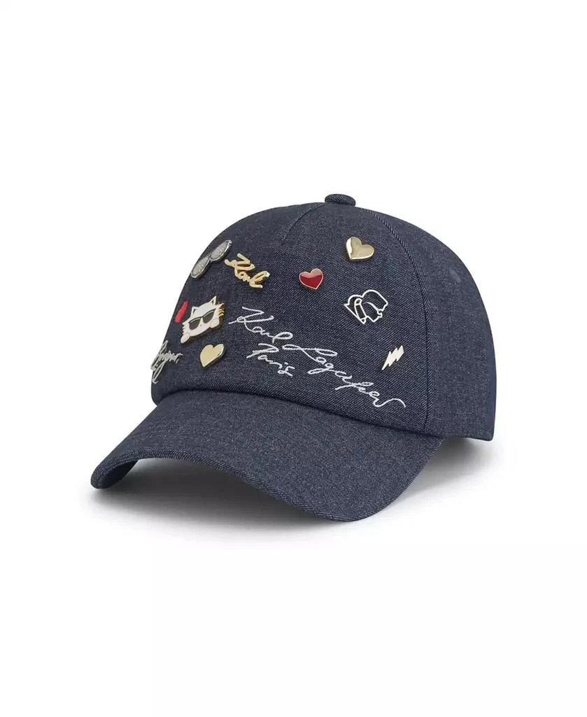 KARL LAGERFELD PARIS Women's Charm Denim Baseball Hat 1