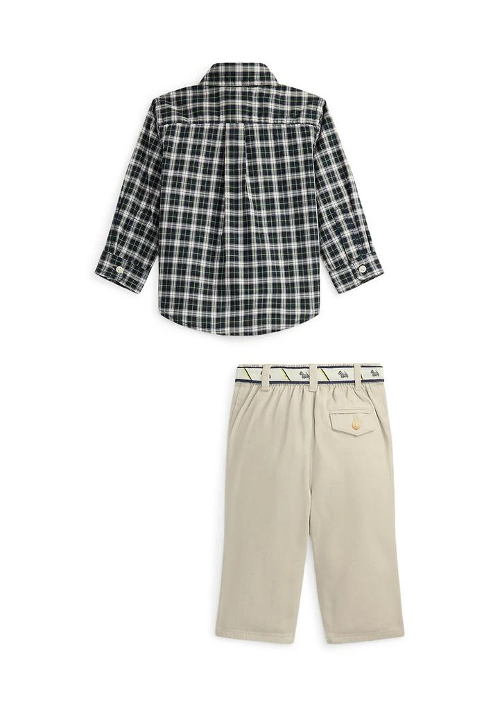 Ralph Lauren Baby Boys Plaid Shirt, Belt 
Canvas Pant Set 2