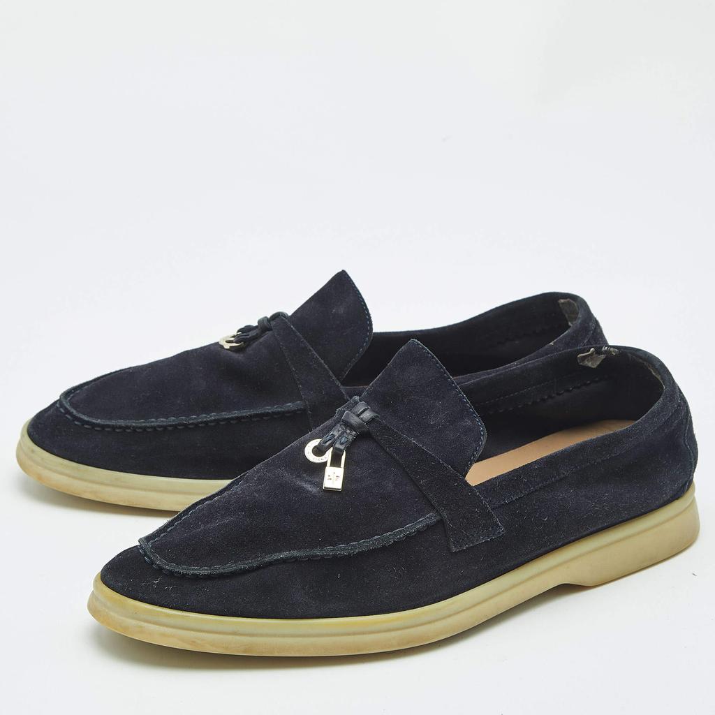 Loro Piana Loro Piana Navy Blue Suede Summer Charms Walk Loafers Size 39.5