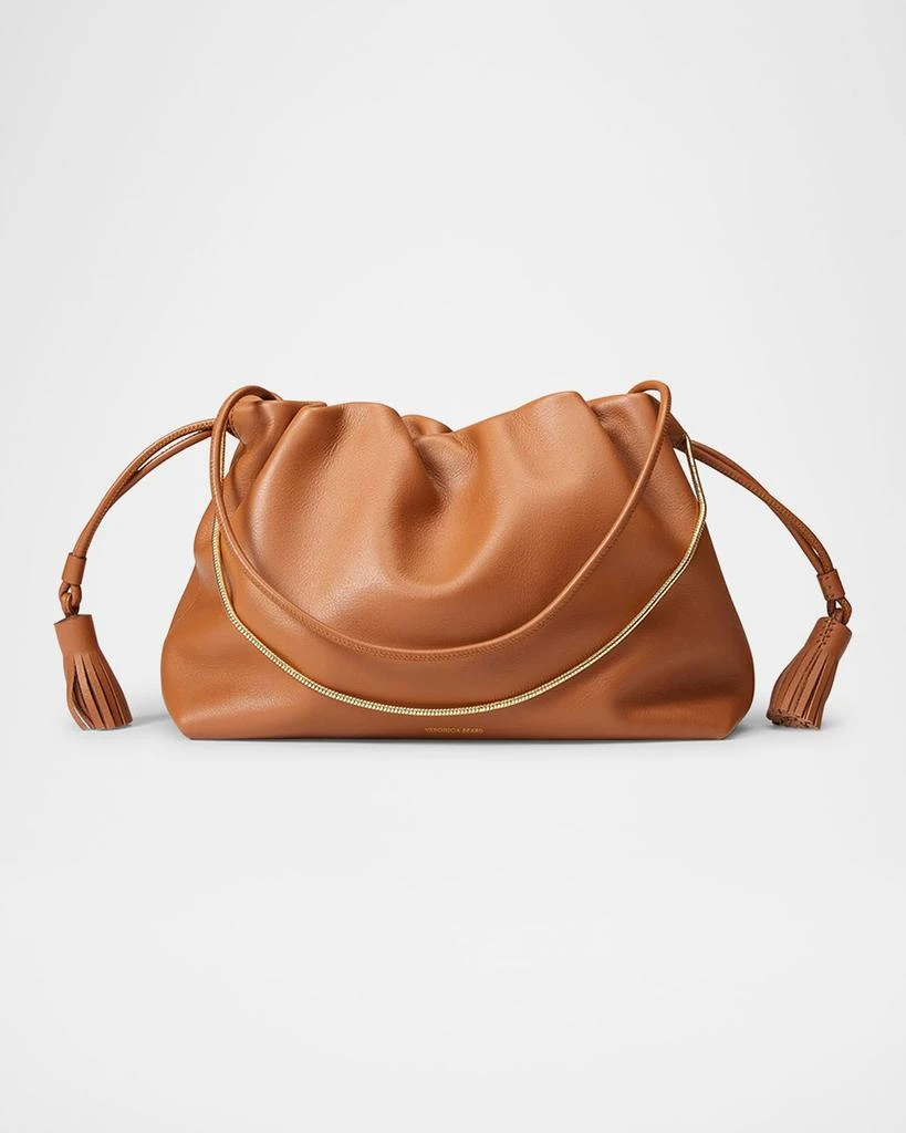 VERONICA BEARD Stash Ruched Leather Shoulder Bag 1