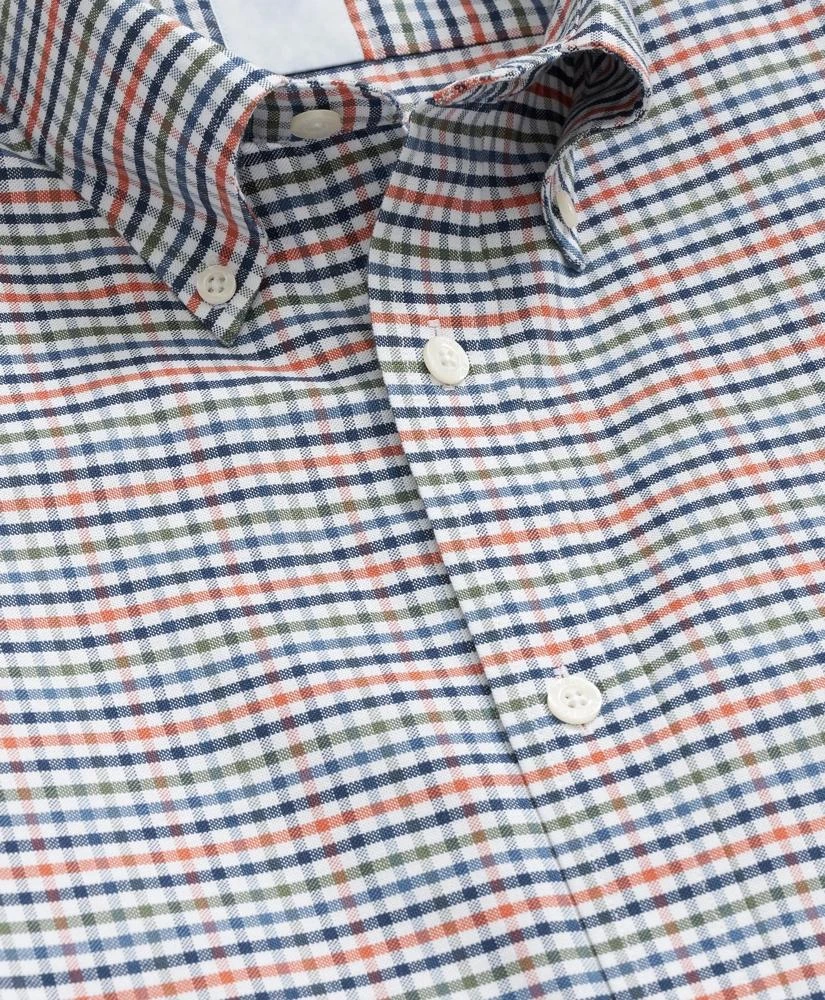 Brooks Brothers Stretch Non-Iron Oxford Button-Down Collar, Multi-Check Shirt 2