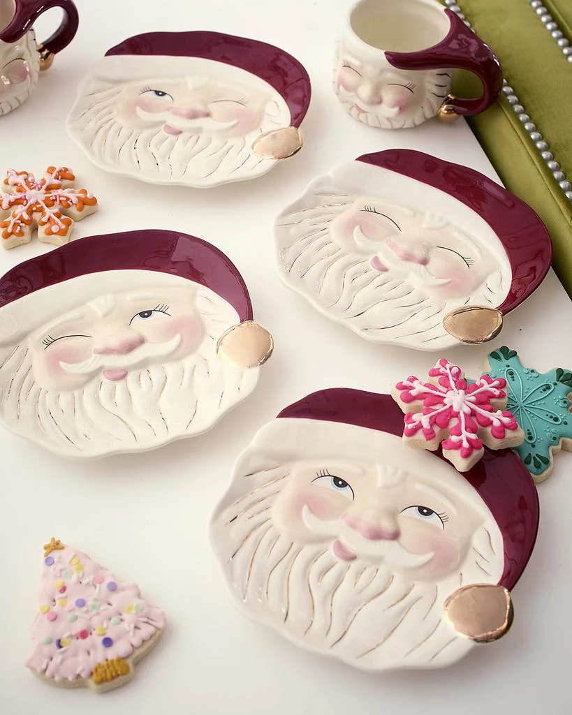 Glitterville Red Papa Noel Cookie Plates, Set of 4 1