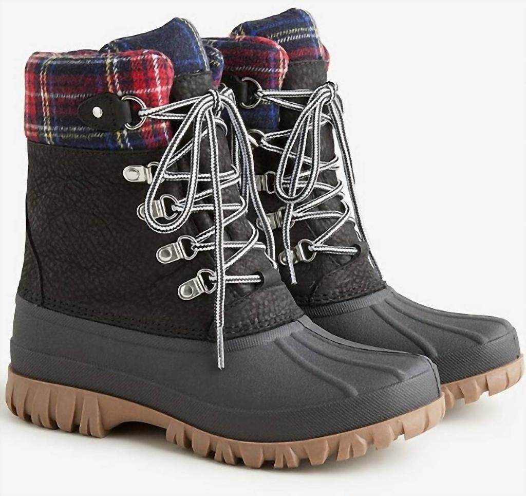 J. Crew Women's Perfect Plaid Winter Boots In Black