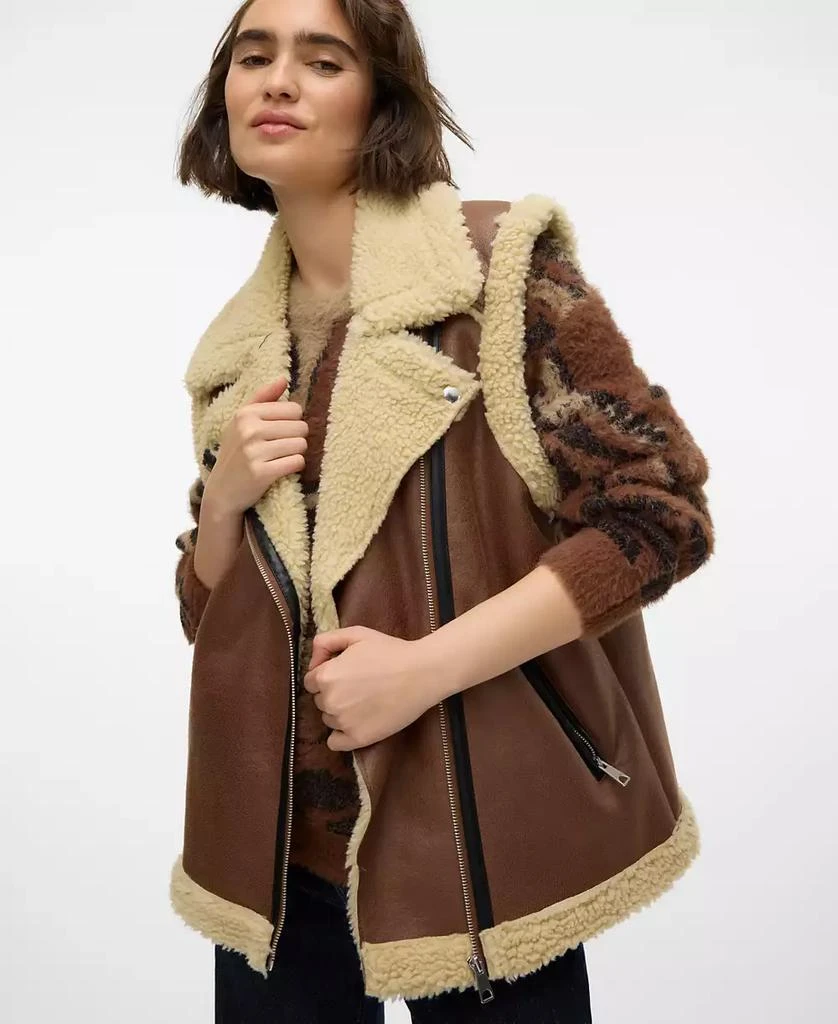 VERO MODA Women's Kay Faux-Leather Teddy-Line Jacket 3