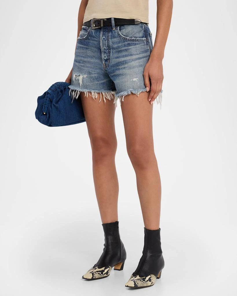 MOUSSY VINTAGE Herricks Frayed Denim Shorts 4